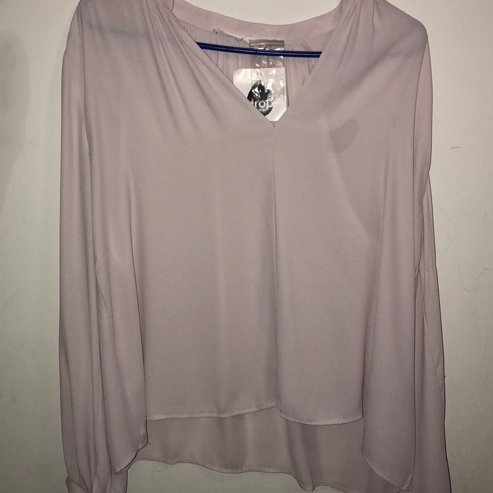 Baby light link long sleeve silk blouse blush